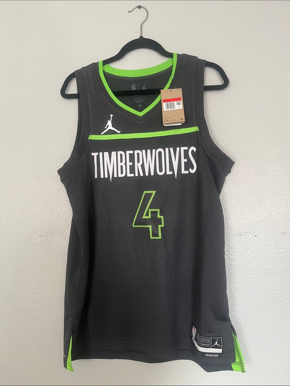 Jordan Timberwolves #4 Dillingham Jersey in Black and Neon Green